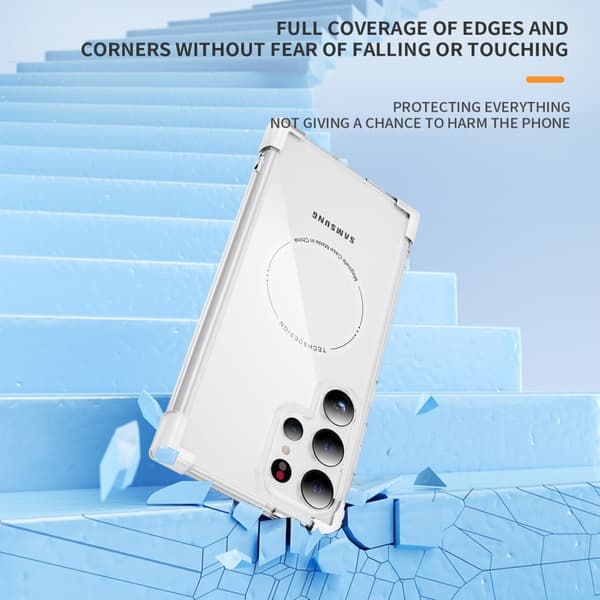 SKALO Samsung S24 Ultra Ekstra stærk magnetisk ring Bumper TPU-cover - Hvid