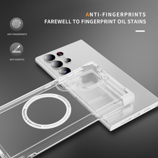 SKALO Samsung S24 Ultra Ekstra stærk magnetisk ring Bumper TPU-cover - Hvid