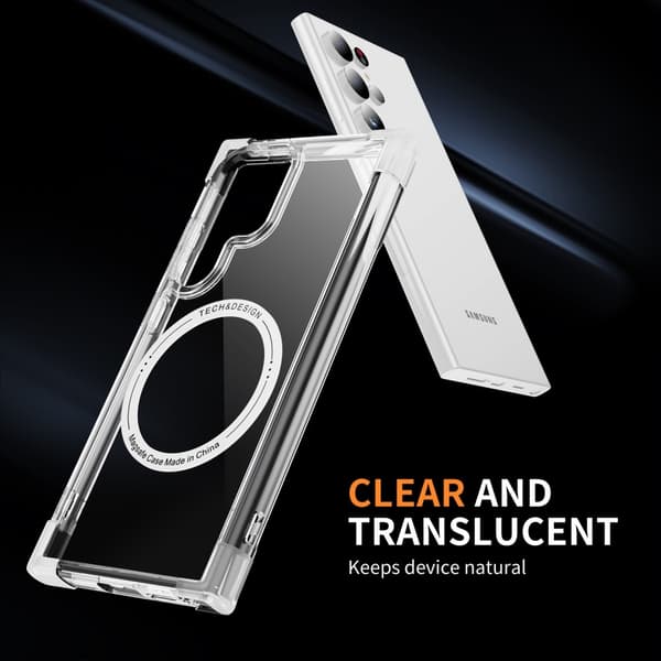 SKALO Samsung S24 Ultra Ekstra stærk magnetisk ring Bumper TPU-cover - Hvid