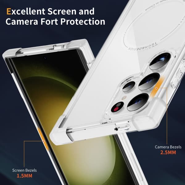 SKALO Samsung S24 Ultra Ekstra stærk magnetisk ring Bumper TPU-cover - Hvid