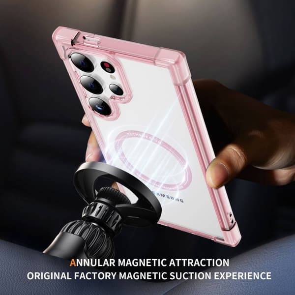 SKALO Samsung S24 Ultra Ekstra stærk magnetisk ring Bumper TPU-cover - Pink