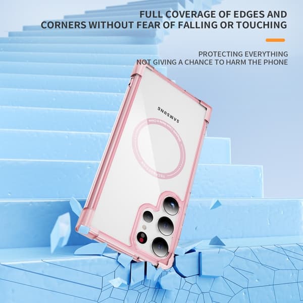 SKALO Samsung S24 Ultra Ekstra stærk magnetisk ring Bumper TPU-cover - Pink