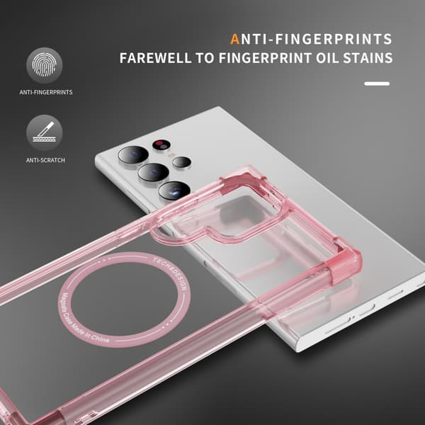 SKALO Samsung S24 Ultra Ekstra stærk magnetisk ring Bumper TPU-cover - Pink