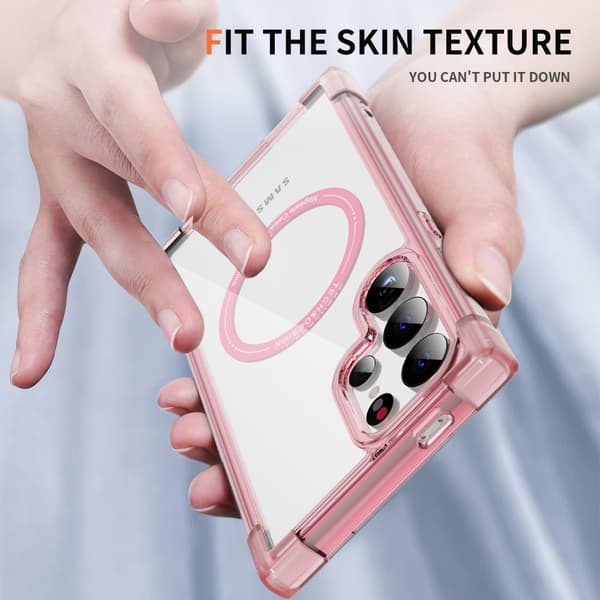 SKALO Samsung S24 Ultra Ekstra stærk magnetisk ring Bumper TPU-cover - Pink
