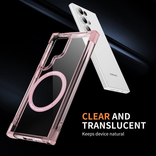 SKALO Samsung S24 Ultra Ekstra stærk magnetisk ring Bumper TPU-cover - Pink