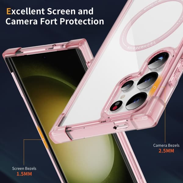 SKALO Samsung S24 Ultra Ekstra stærk magnetisk ring Bumper TPU-cover - Pink