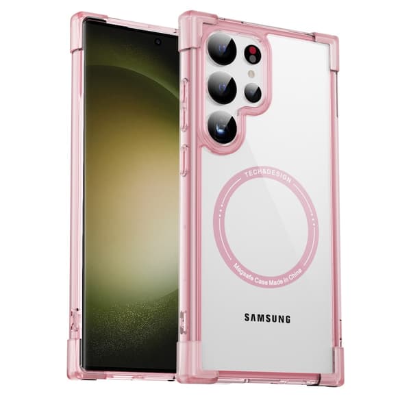 SKALO Samsung S24 Ultra Extra strong Magnetring Bumper TPU-skal - Rosa