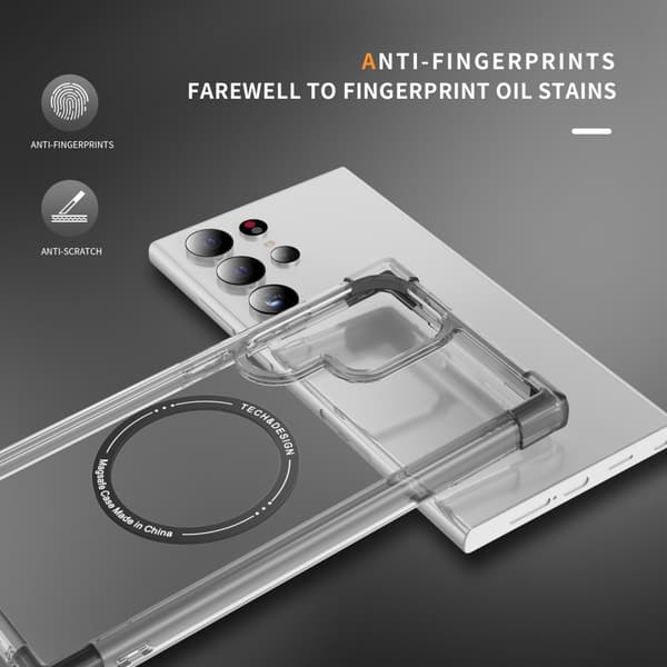 SKALO Samsung S24 Ultra Ekstra stærk magnetisk ring Bumper TPU-cover - Sort