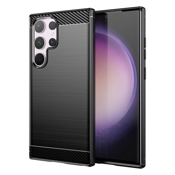 SKALO Samsung S24 Ultra Armor Carbon Stødsikker TPU-cover Sort