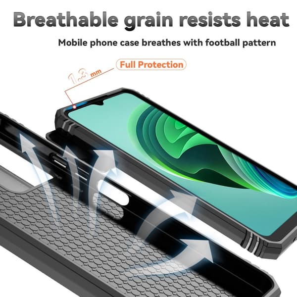 SKALO Xiaomi Redmi 13C 4G Armor Hybrid Metal Ring Camera Slider - Sort