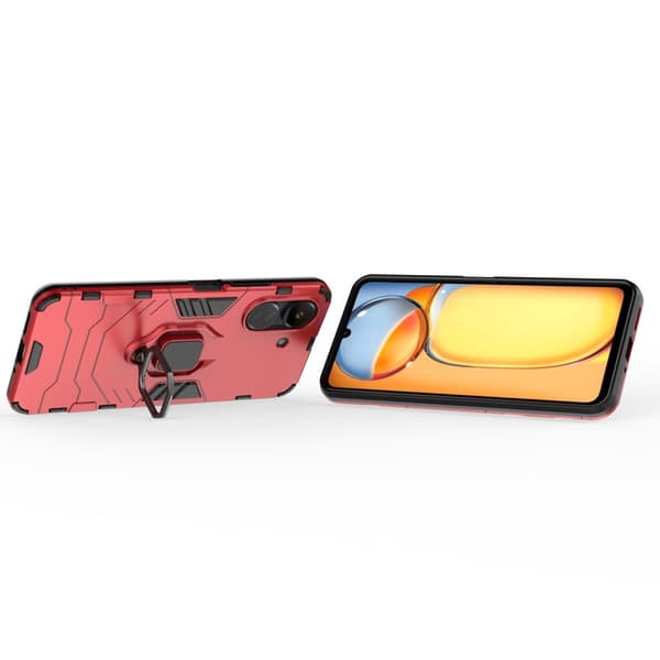 SKALO Xiaomi Redmi 13C 4G Armor Hybridi metallirengas kuori - Punainen