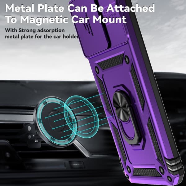SKALO Xiaomi Redmi 13C 4G Armor Hybrid Metal Ring Camera Slider - Lilla