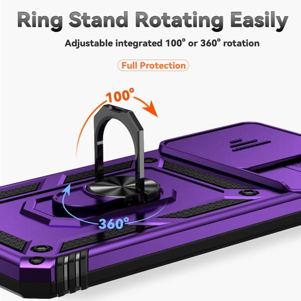 SKALO Xiaomi Redmi 13C 4G Armor Hybrid Metal Ring Camera Slider - Lilla