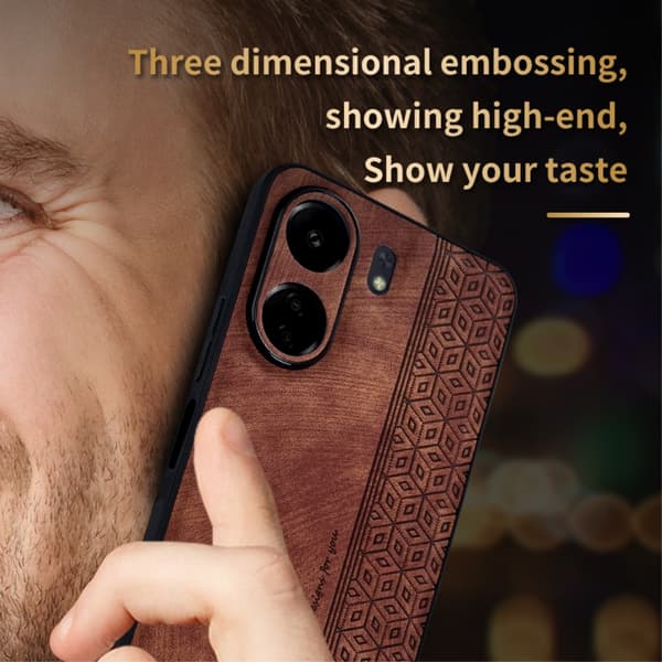 SKALO Xiaomi Redmi 13C 4G AZNS PU læder Cover - Sort