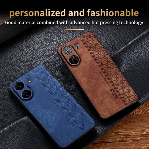 SKALO Xiaomi Redmi 13C 4G AZNS PU læder Cover - Brun