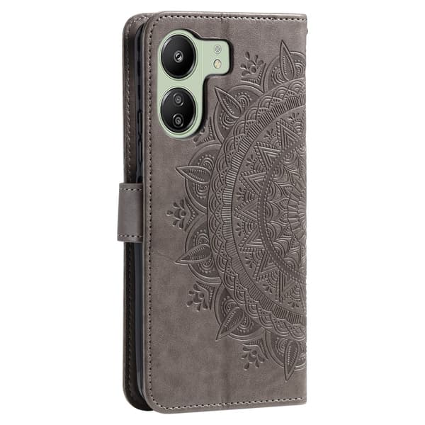 SKALO Xiaomi Redmi 13C 4G Mandala Plånboksfodral - Grå