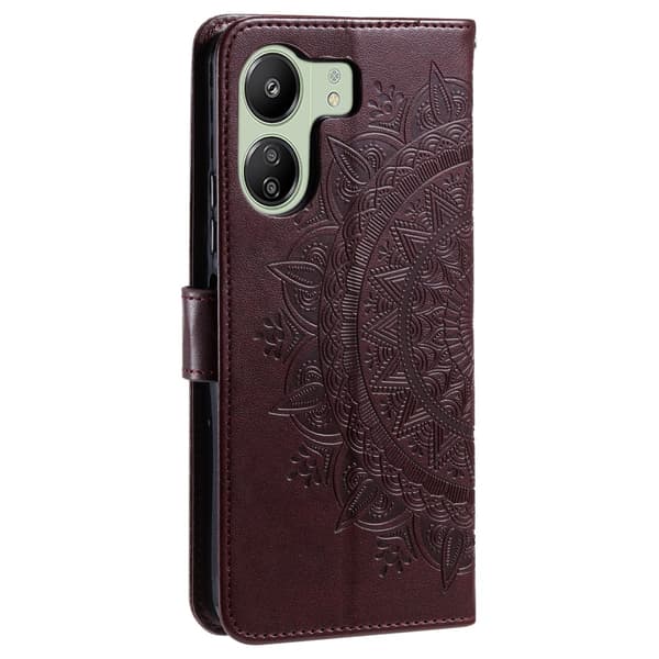 SKALO Xiaomi Redmi 13C 4G Mandala Plånboksfodral - Brun