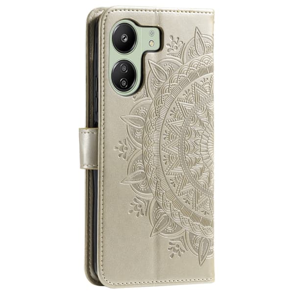 SKALO Xiaomi Redmi 13C 4G Mandala lompakkokotelo - Kulta