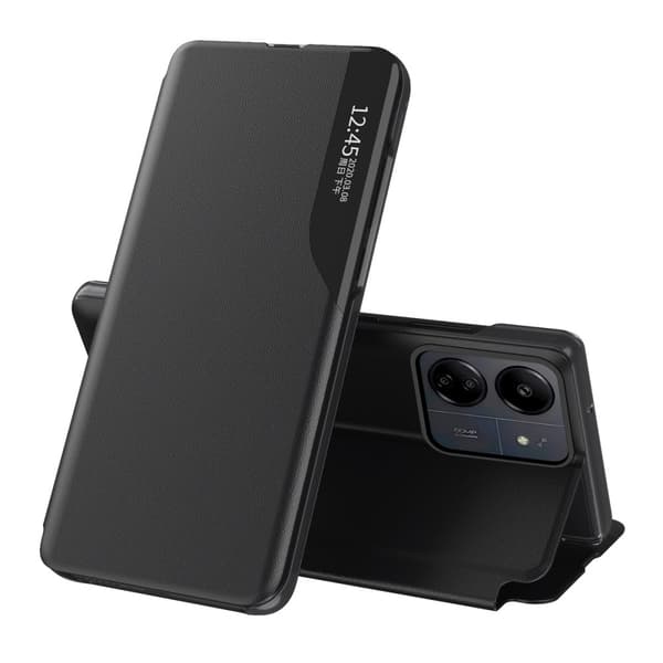 SKALO Xiaomi Redmi 13C 4G Clear View Window Kotelo - Musta
