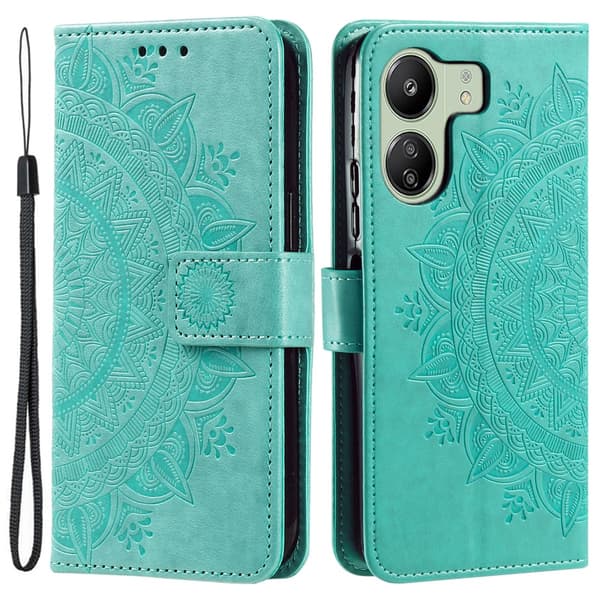SKALO Xiaomi Redmi 13C 4G Mandala Plånboksfodral - Turkos