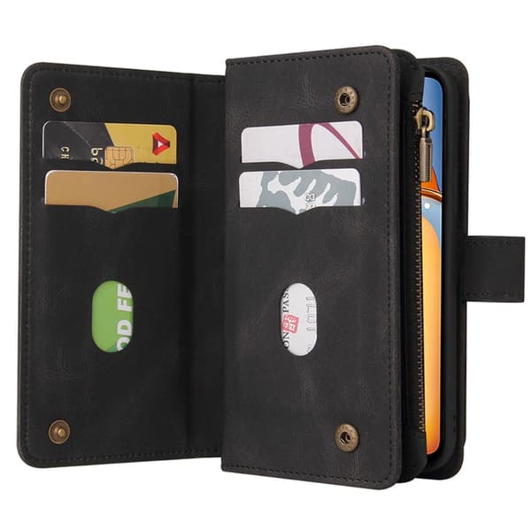 SKALO Xiaomi Redmi 13C 4G Big Wallet 17-FACK Plånboksfodral - Svart