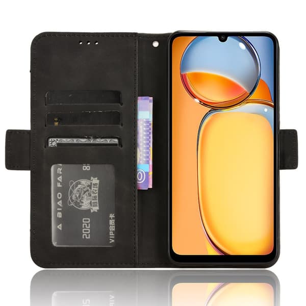 SKALO Xiaomi Redmi 13C 4G 6-lokeroa Lompakkokotelo - Musta
