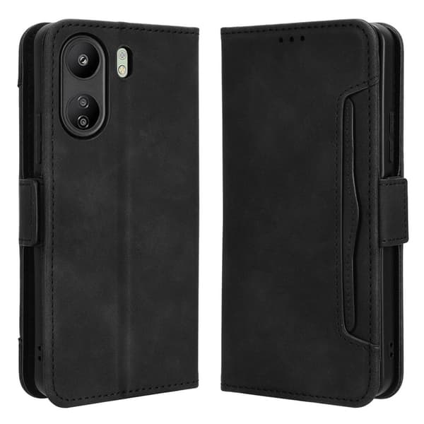 SKALO Xiaomi Redmi 13C 4G 6-lokeroa Lompakkokotelo - Musta