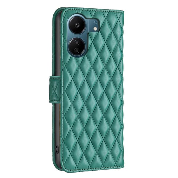 SKALO Xiaomi Redmi 13C 4G BINFEN COLOR Quiltat Plånbok - Grön