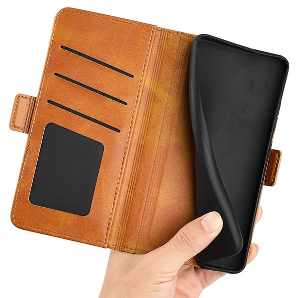 SKALO Xiaomi Redmi 13C 4G Premium Wallet Lompakkokotelo - Vaaleanruskea
