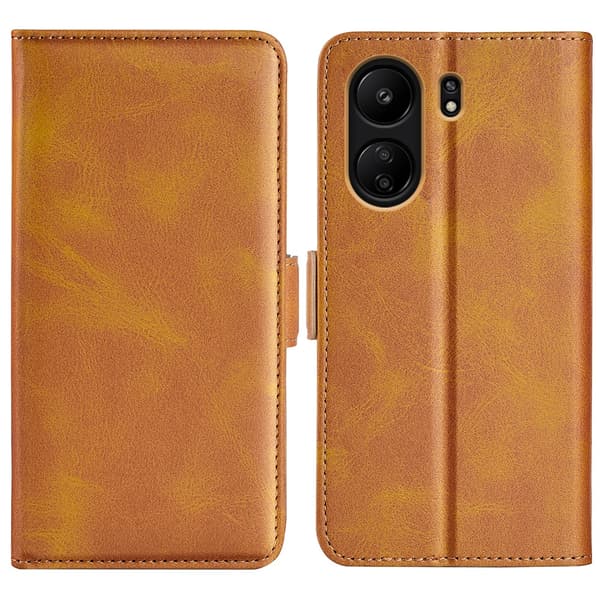 SKALO Xiaomi Redmi 13C 4G Premium Wallet Lompakkokotelo - Vaaleanruskea
