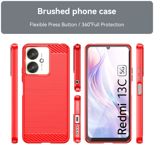 SKALO Xiaomi Redmi 13C 4G Armor Carbon Stöttåligt TPU-skal