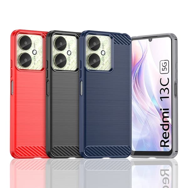 SKALO Xiaomi Redmi 13C 4G Armor Carbon Stöttåligt TPU-skal