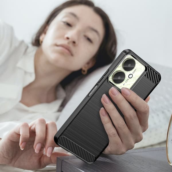 SKALO Xiaomi Redmi 13C 4G Armor Carbon Stöttåligt TPU-skal