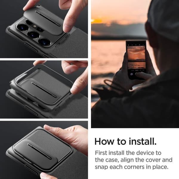 Fodral till Samsung Galaxy S24 Ultra - Spigen Optik Armor - Svart