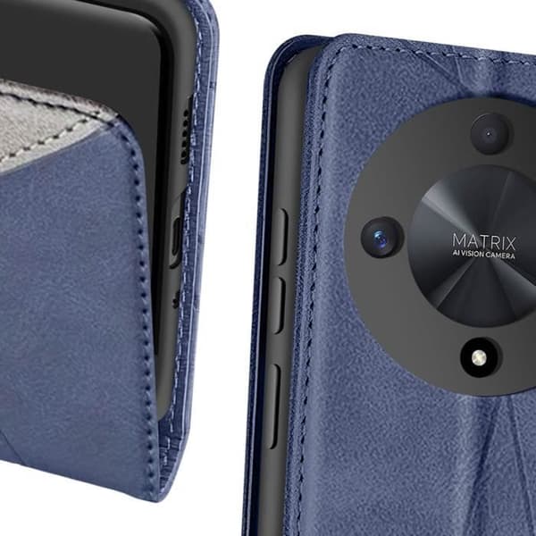 Plånboksfodral till Honor Magic 6 Lite 5G - AVIZAR - Midnattsblått prismamönster - Halvstyvt - Flik