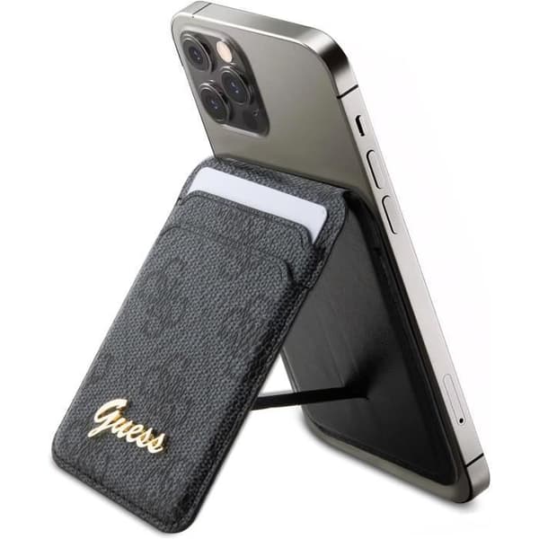 Coque Wallet - Guess - 4G Classic Logotyp - Syntetisk Läder - Svart - MagSafe
