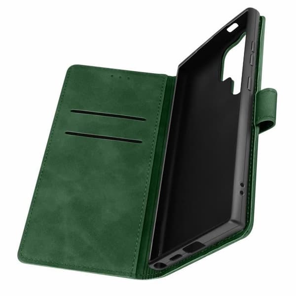 Fodral till Samsung S24 Ultra - AVIZAR - Wallet Flip Video Support - Grön - Syntet - Klaff