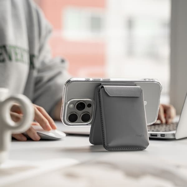 Ringke Korttipidike Stand Pocket Magnetic MagSafe Light Gray