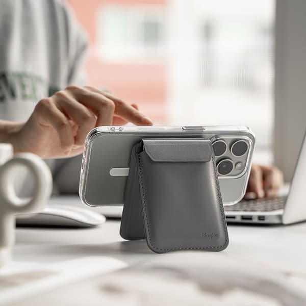 Ringke Korttipidike Stand Wallet Magnetic MagSafe Light Gray