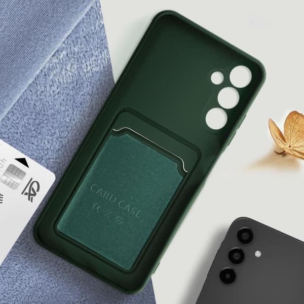 Fodral till Samsung Galaxy A15 5G - AVIZAR - Mjuk korthållare mot fingeravtryck mörkgrön