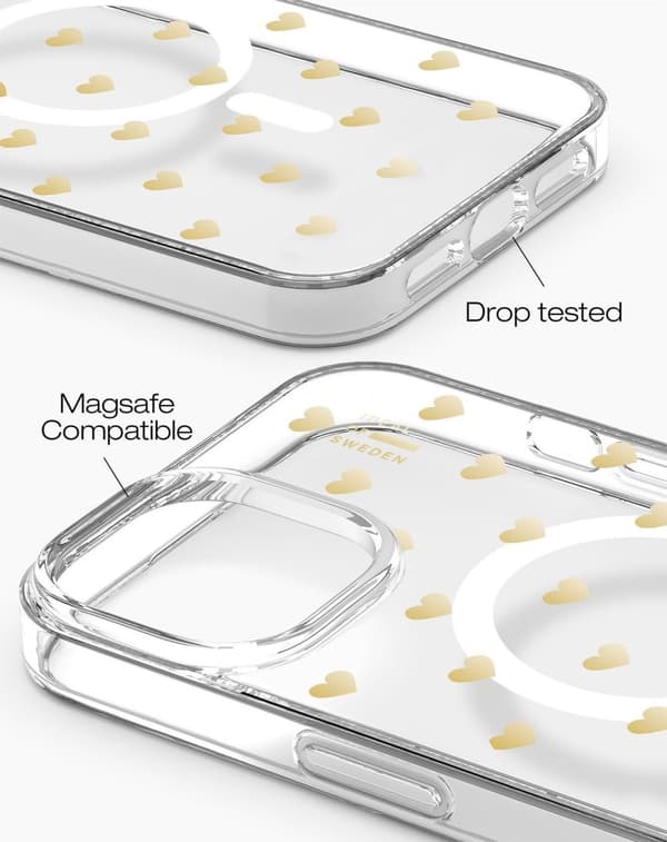 Clear Case MagSafe iPhone 13 / 14 / 15 / 16e Golden Hearts