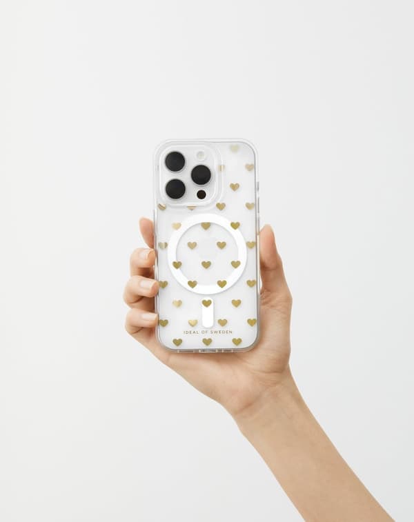 Clear Case MagSafe iPhone 13 / 14 / 15 / 16e Golden Hearts