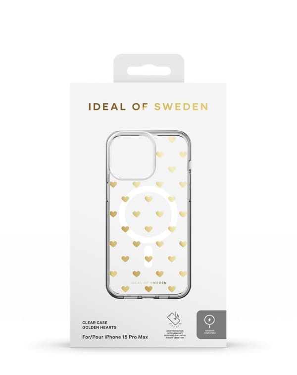 Clear Case MagSafe iPhone 15 Pro Max Golden Hearts