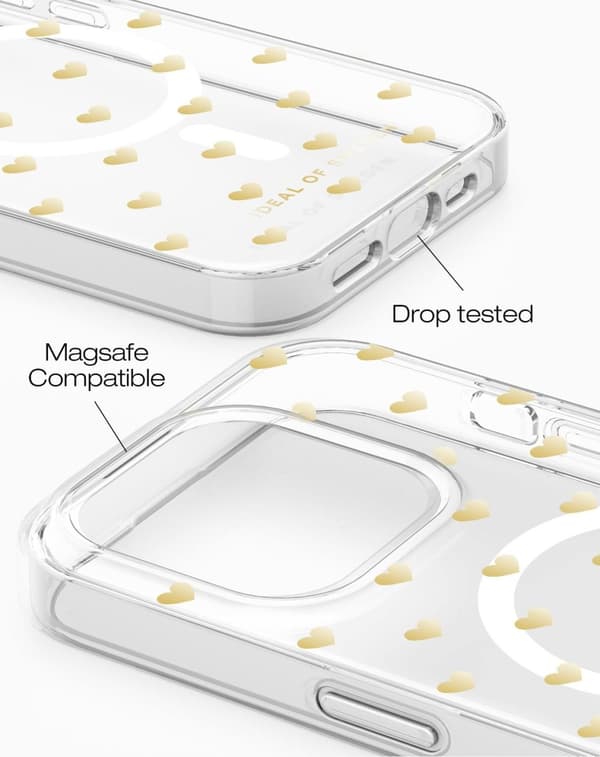 Clear Case MagSafe iPhone 15 Pro Max Golden Hearts