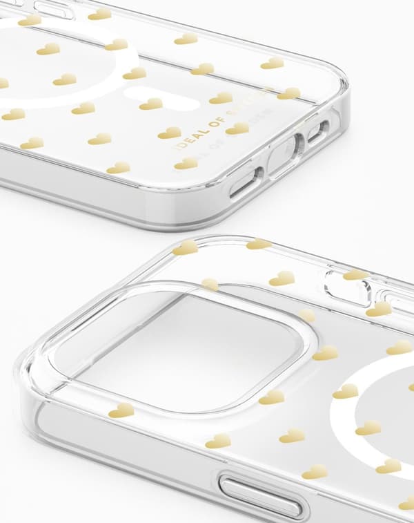 Clear Case MagSafe iPhone 15 Pro Max Golden Hearts