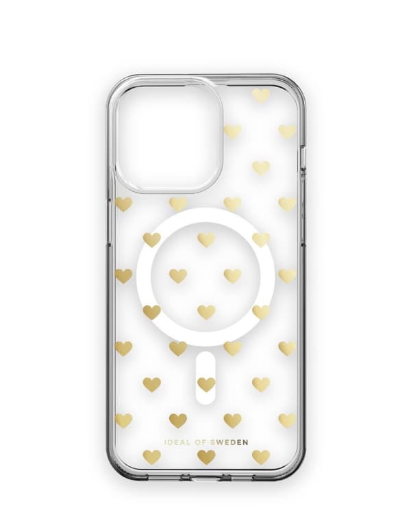 Clear Case MagSafe iPhone 15 Pro Max Golden Hearts