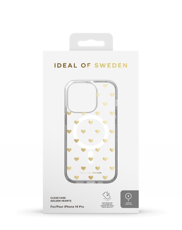 Clear Case MagSafe iPhone 14 Pro Golden Hearts