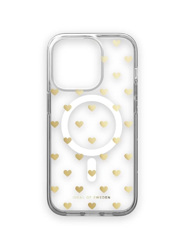 Clear Case MagSafe iPhone 14 Pro Golden Hearts