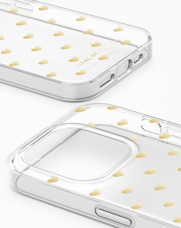 Clear Case iPhone 15 Pro Max Golden Hearts