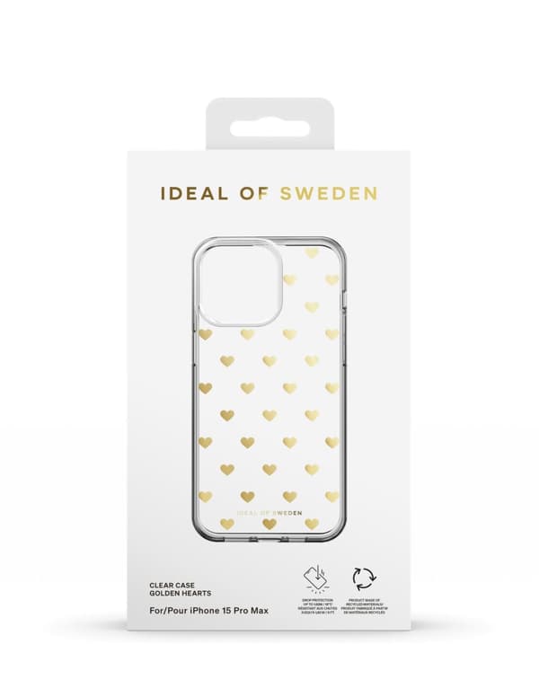 Clear Case iPhone 15 Pro Max Golden Hearts